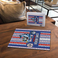 Cape Verde Football Puzzle Monster Blue Shark Striped Style