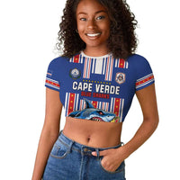 Custom Cape Verde Football Raglan Cropped T shirt Monster Blue Shark Striped Style
