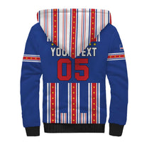 Custom Cape Verde Football Sherpa Hoodie Monster Blue Shark Striped Style