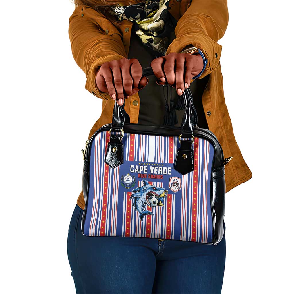 Cape Verde Football Shoulder Handbag Monster Blue Shark Striped Style