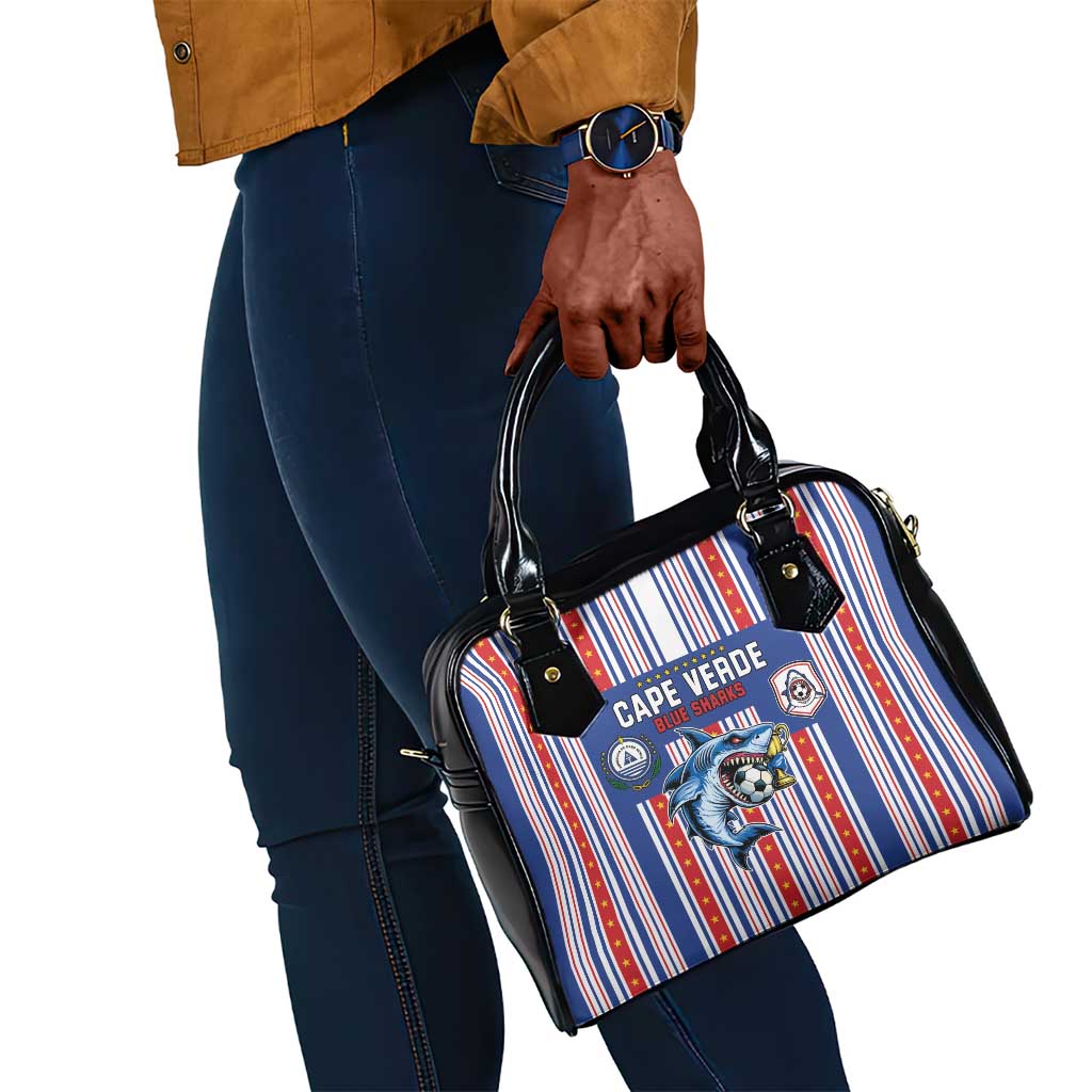 Cape Verde Football Shoulder Handbag Monster Blue Shark Striped Style