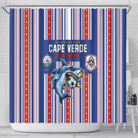 Cape Verde Football Shower Curtain Monster Blue Shark Striped Style