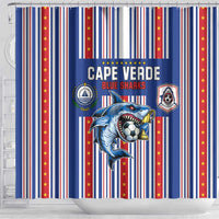 Cape Verde Football Shower Curtain Monster Blue Shark Striped Style