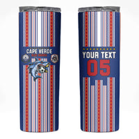 Custom Cape Verde Football Skinny Tumbler Monster Blue Shark Striped Style