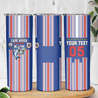 Custom Cape Verde Football Skinny Tumbler Monster Blue Shark Striped Style