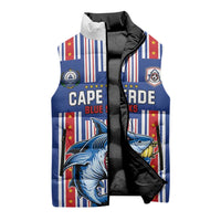 Custom Cape Verde Football Sleeveless Puffer Jacket Monster Blue Shark Striped Style
