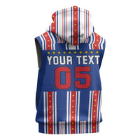 Custom Cape Verde Football Sleeveless Zip Hoodie Monster Blue Shark Striped Style
