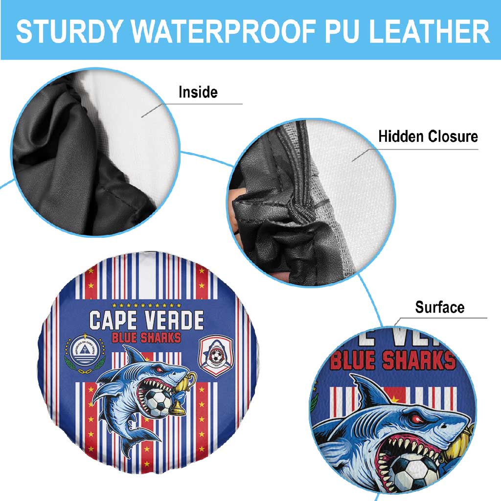 Cape Verde Football Spare Tire Cover Monster Blue Shark Striped Style