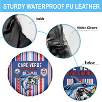 Cape Verde Football Spare Tire Cover Monster Blue Shark Striped Style