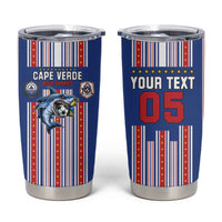 Custom Cape Verde Football Tumbler Cup Monster Blue Shark Striped Style