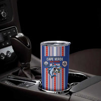 Custom Cape Verde Football Tumbler Cup Monster Blue Shark Striped Style