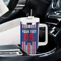Custom Cape Verde Football Tumbler With Handle Monster Blue Shark Striped Style