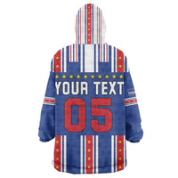Custom Cape Verde Football Wearable Blanket Hoodie Monster Blue Shark Striped Style