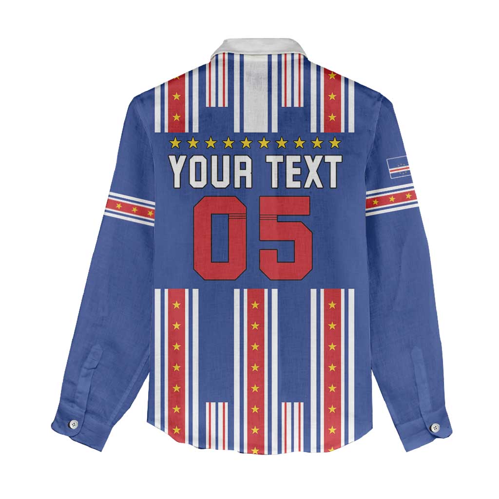 Custom Cape Verde Football Women Casual Shirt Monster Blue Shark Striped Style