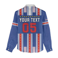 Custom Cape Verde Football Women Casual Shirt Monster Blue Shark Striped Style