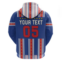 Custom Cape Verde Football Zip Hoodie Monster Blue Shark Striped Style
