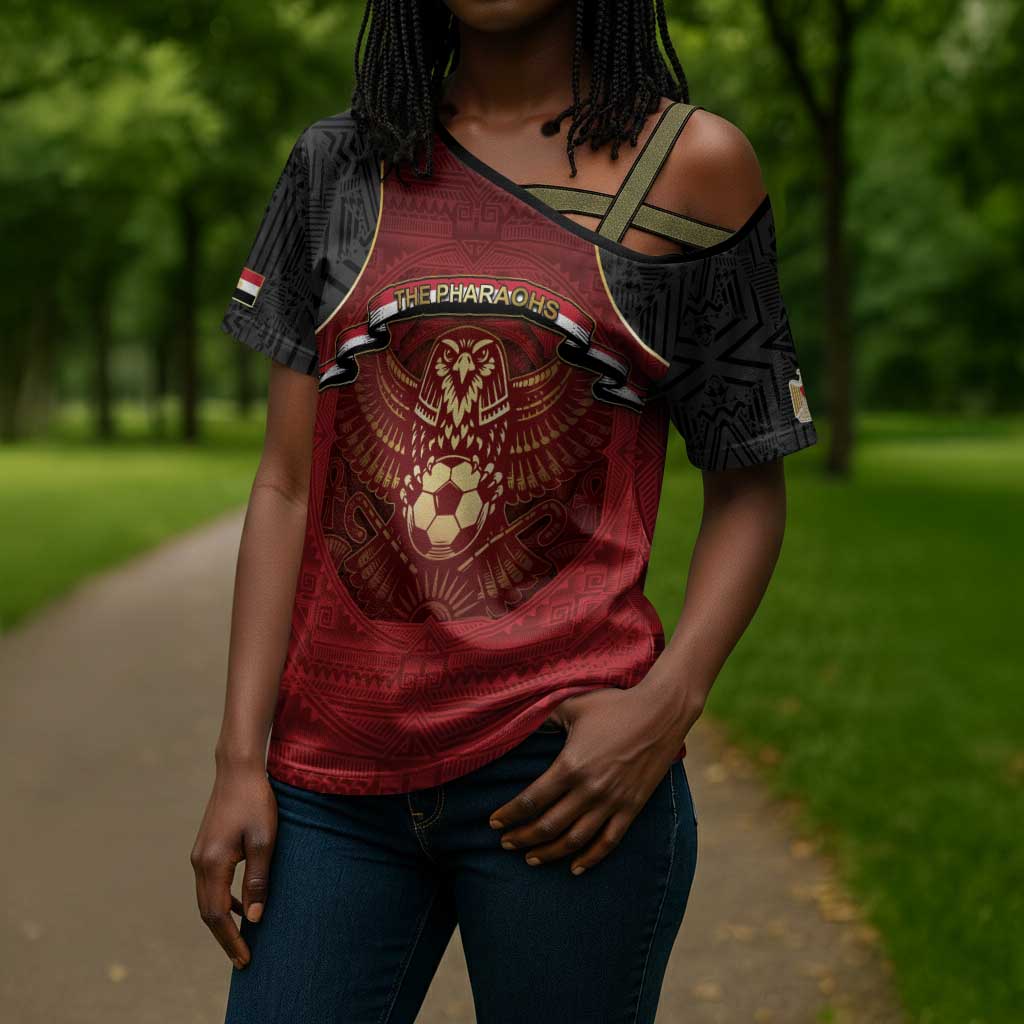 Custom Egypt Football Cross Shoulder Shirt Tribal Eagle With Ancient Egyptian Patterns