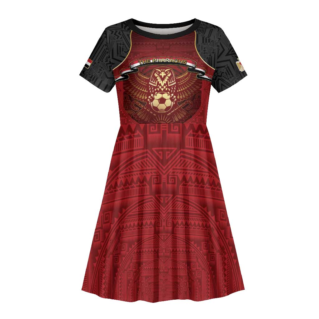 Custom Egypt Football Kid Short Sleeve Dress Tribal Eagle With Ancient Egyptian Patterns