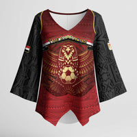 Custom Egypt Football Kimono Sleeve Blouse Tribal Eagle With Ancient Egyptian Patterns