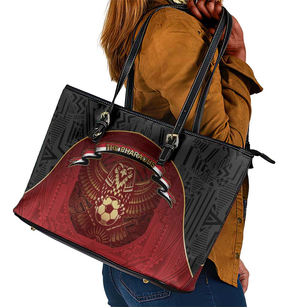 Egypt Football Leather Tote Bag Tribal Eagle With Ancient Egyptian Patterns