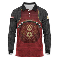 Custom Egypt Football Long Sleeve Polo Shirt Tribal Eagle With Ancient Egyptian Patterns