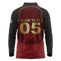 Custom Egypt Football Long Sleeve Polo Shirt Tribal Eagle With Ancient Egyptian Patterns