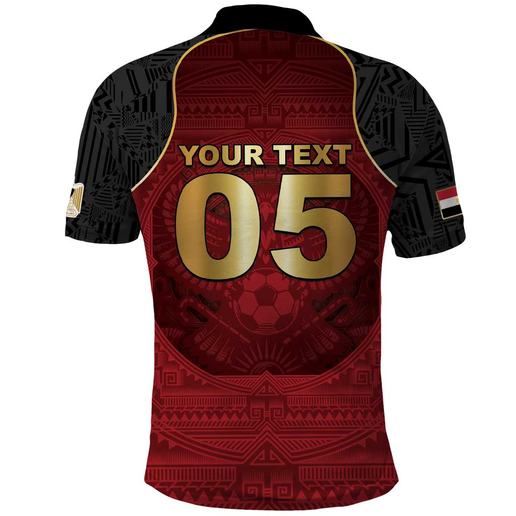 Custom Egypt Football Polo Shirt Tribal Eagle With Ancient Egyptian Patterns