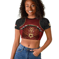 Custom Egypt Football Raglan Cropped T shirt Tribal Eagle With Ancient Egyptian Patterns