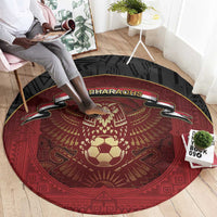 Egypt Football Round Carpet Tribal Eagle With Ancient Egyptian Patterns