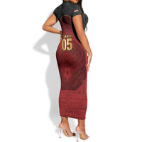 Custom Egypt Football Short Sleeve Bodycon Dress Tribal Eagle With Ancient Egyptian Patterns