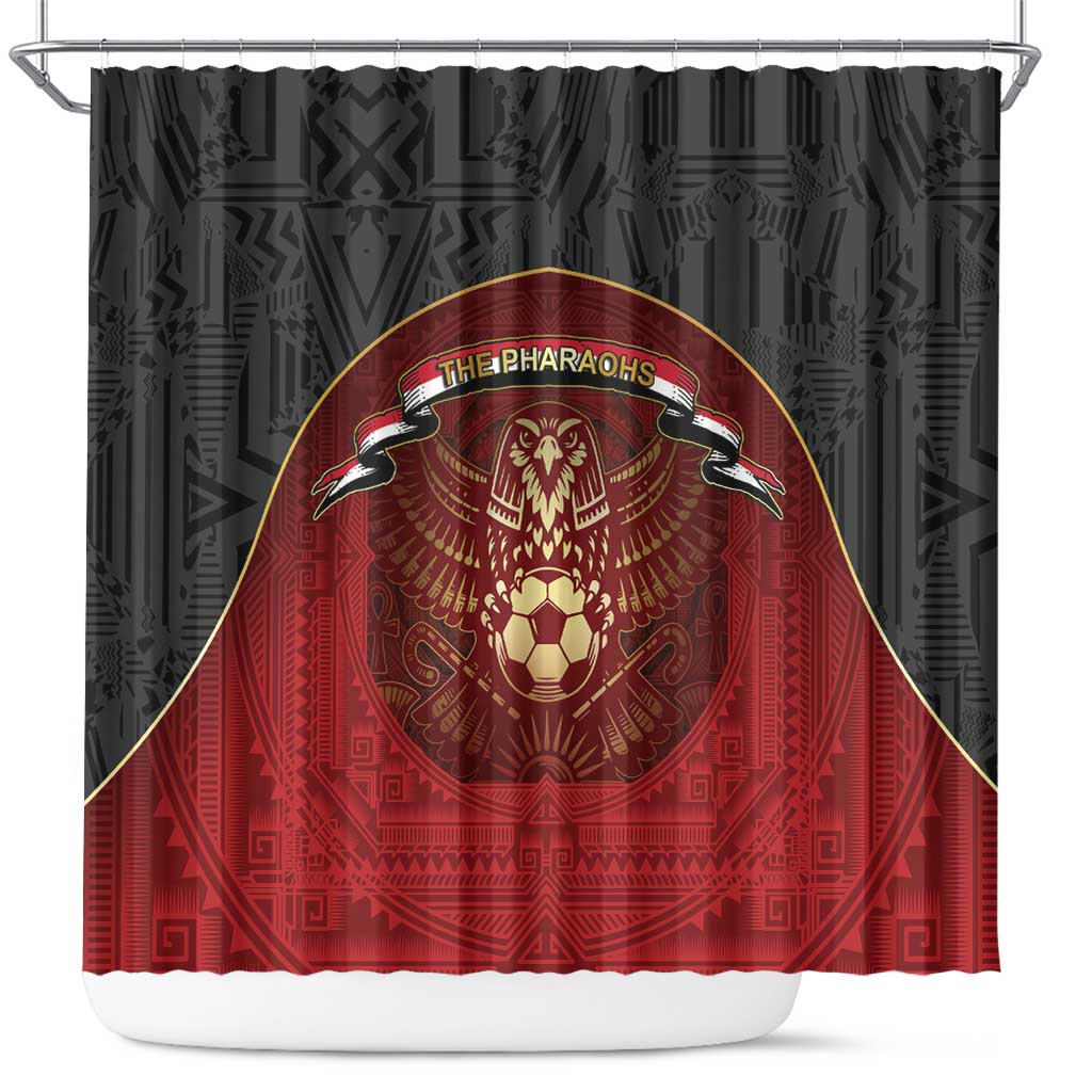 Egypt Football Shower Curtain Tribal Eagle With Ancient Egyptian Patterns