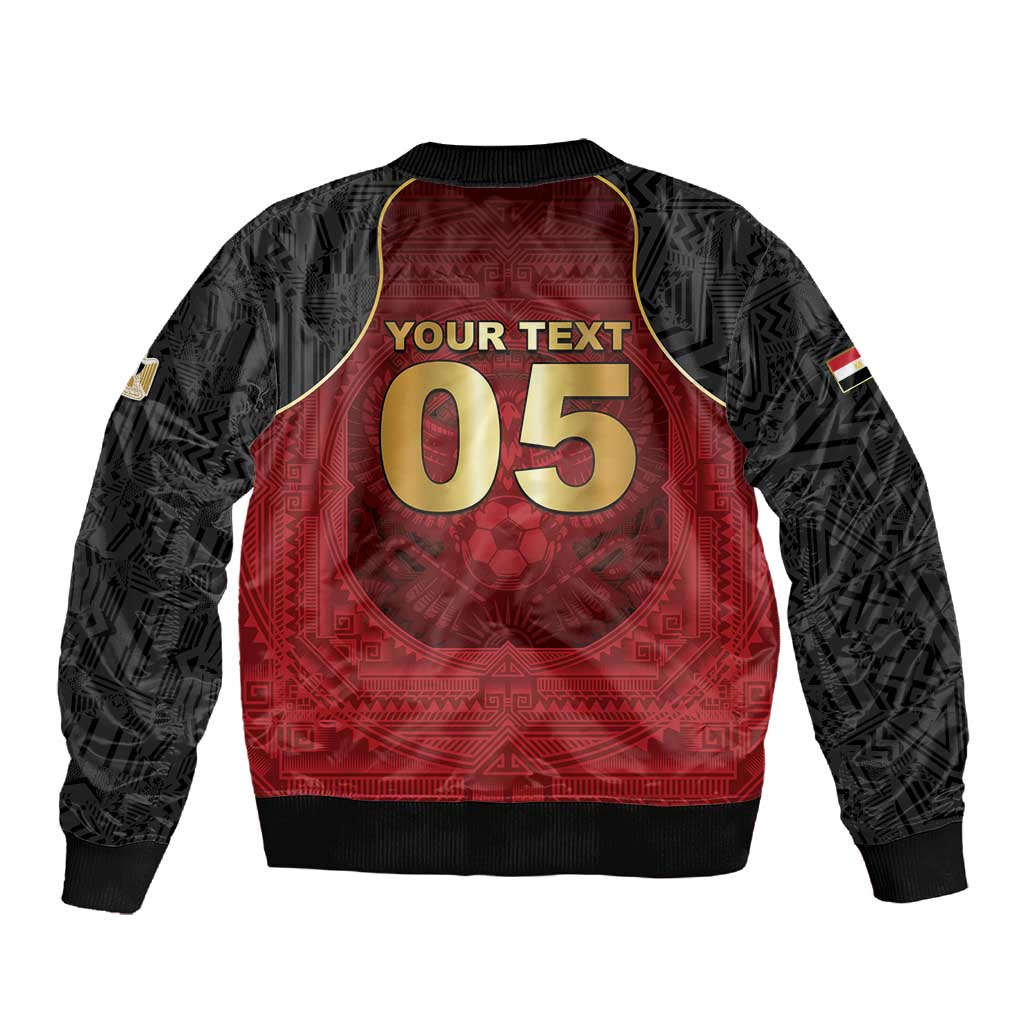 Custom Egypt Football Sleeve Zip Bomber Jacket Tribal Eagle With Ancient Egyptian Patterns