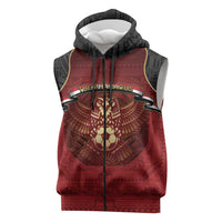 Custom Egypt Football Sleeveless Zip Hoodie Tribal Eagle With Ancient Egyptian Patterns
