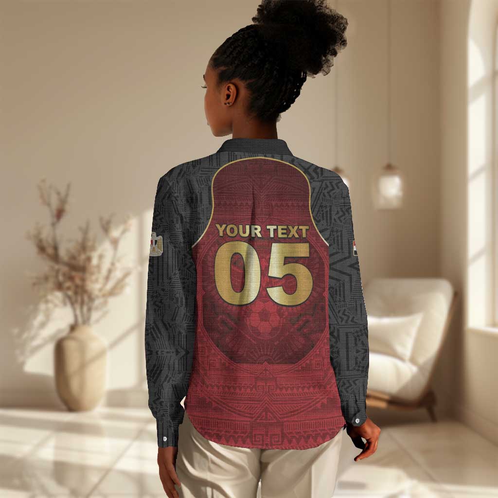 Custom Egypt Football Women Casual Shirt Tribal Eagle With Ancient Egyptian Patterns