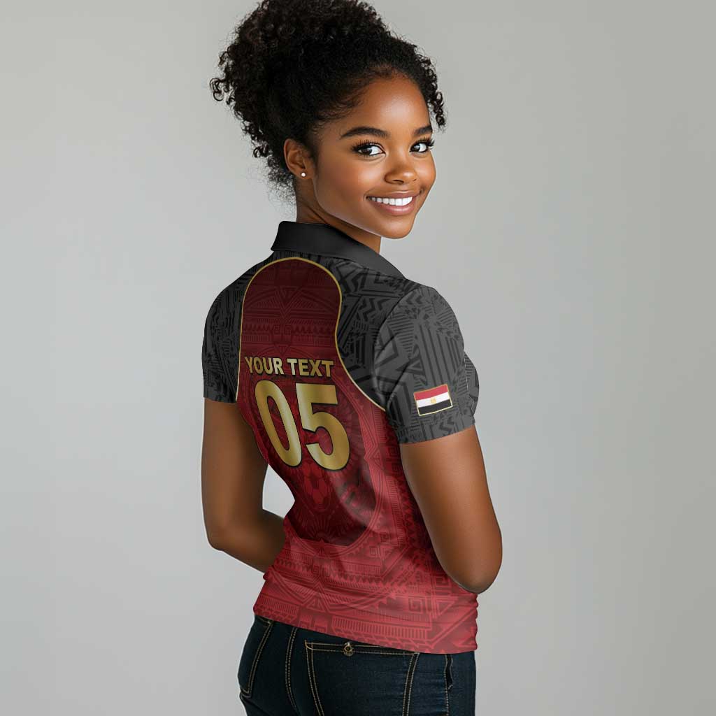 Custom Egypt Football Women Polo Shirt Tribal Eagle With Ancient Egyptian Patterns