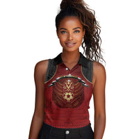 Custom Egypt Football Women Sleeveless Polo Shirt Tribal Eagle With Ancient Egyptian Patterns