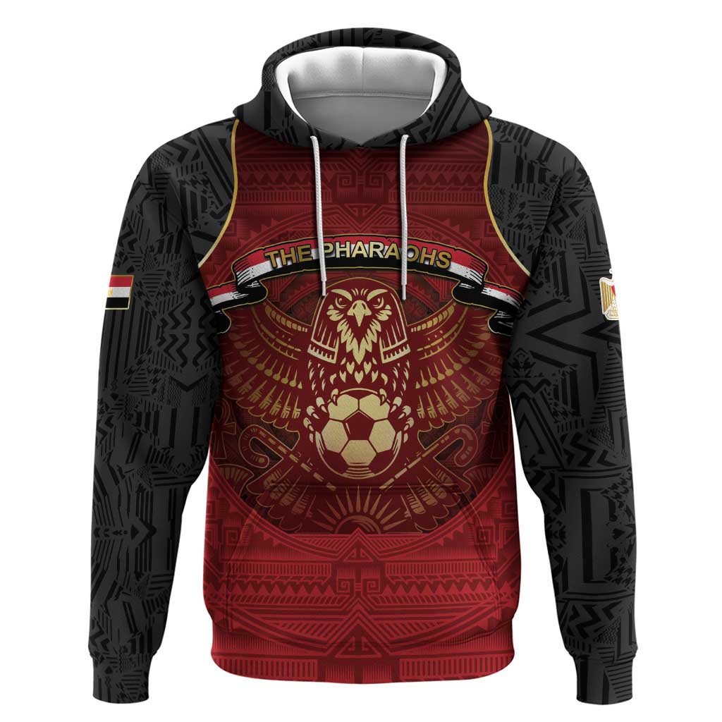 Custom Egypt Football Zip Hoodie Tribal Eagle With Ancient Egyptian Patterns