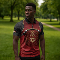 Custom Egypt Football Zipper Polo Shirt Tribal Eagle With Ancient Egyptian Patterns