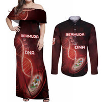 Personalized Bermuda Is In My DNA Couples Matching Off Shoulder Maxi Dress and Long Sleeve Button Shirt - Wonder Print Shop