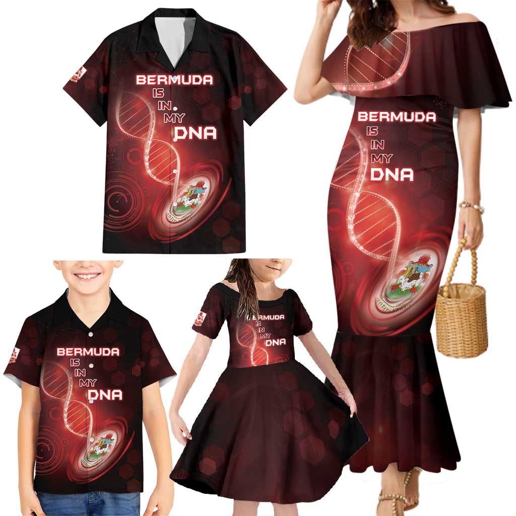 Personalized Bermuda Is In My DNA Family Matching Mermaid Dress and Hawaiian Shirt - Wonder Print Shop