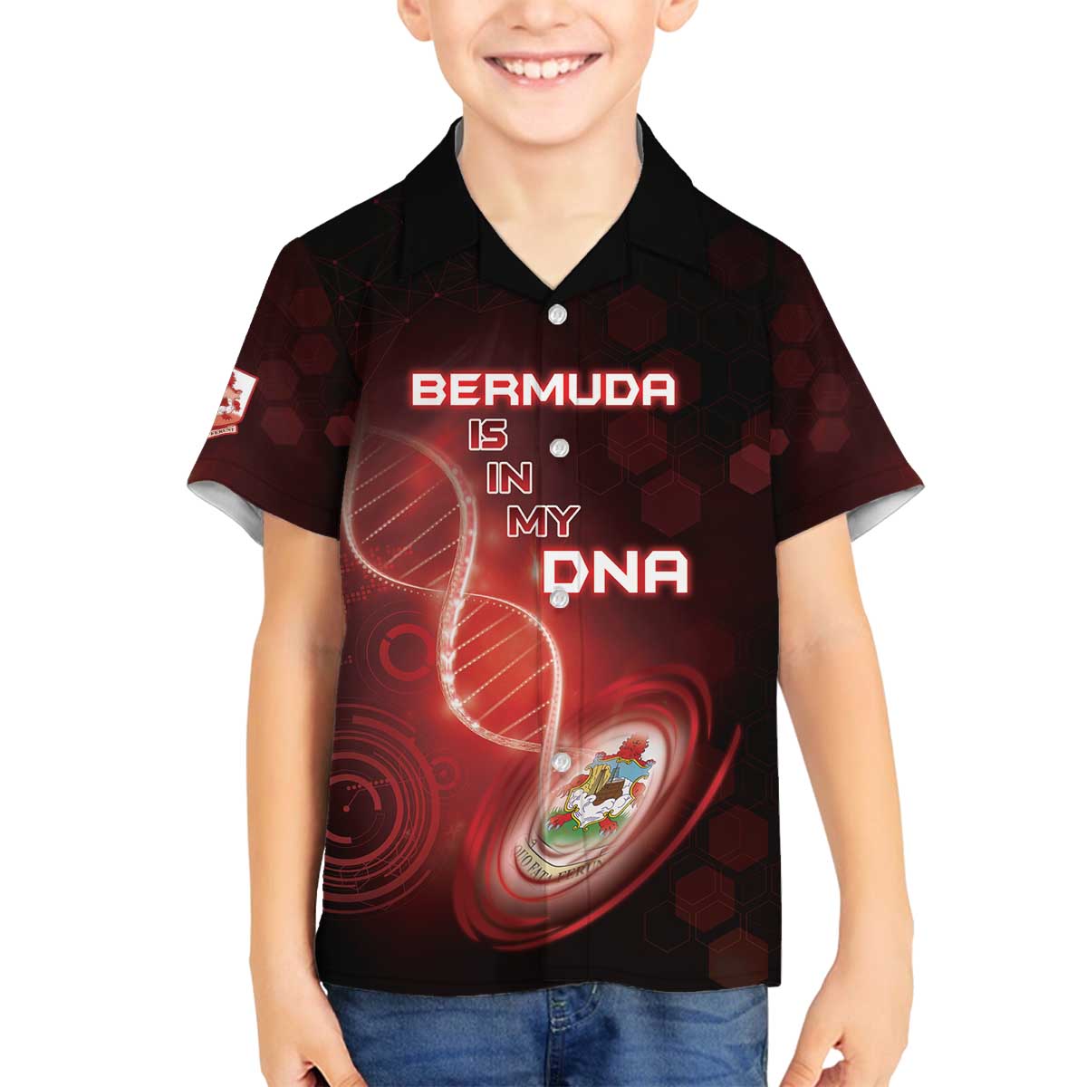 Personalized Bermuda Is In My DNA Family Matching Off The Shoulder Long Sleeve Dress and Hawaiian Shirt - Wonder Print Shop