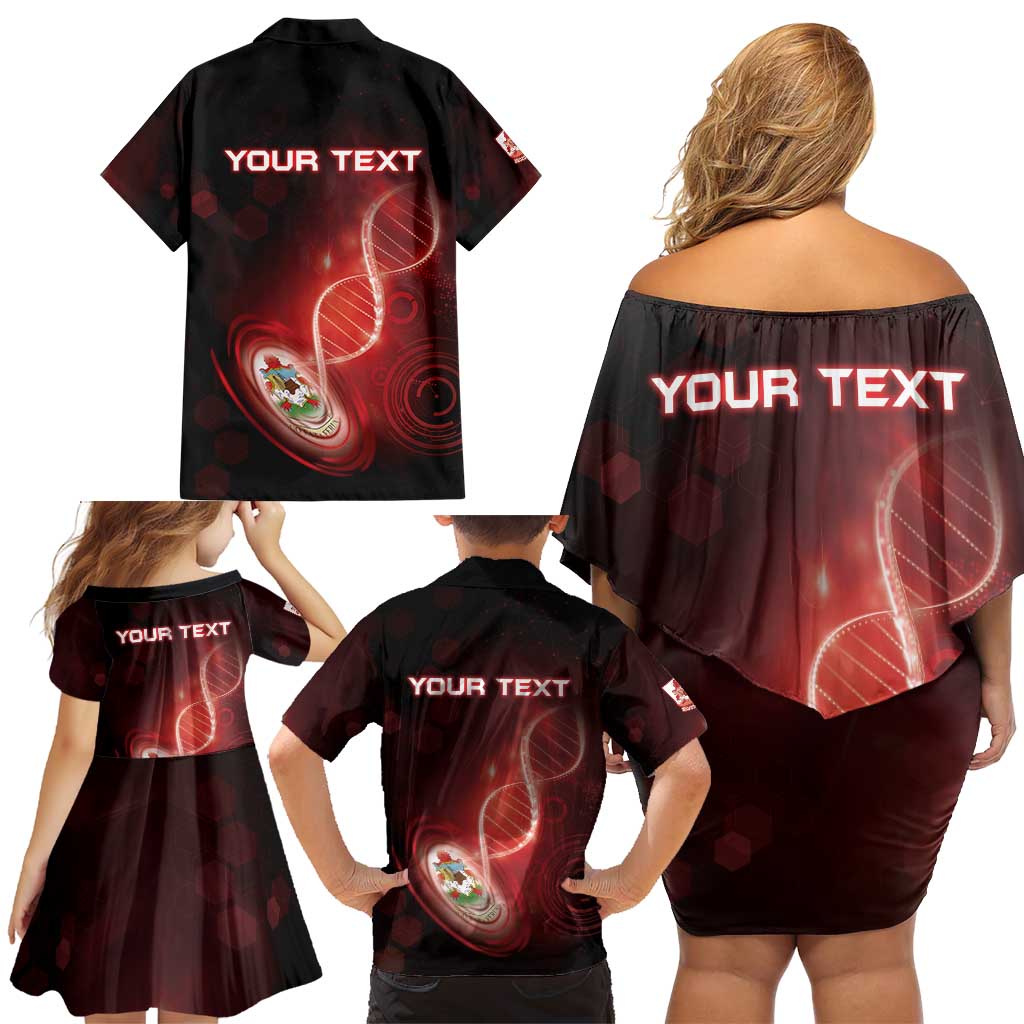 Personalized Bermuda Is In My DNA Family Matching Off Shoulder Short Dress and Hawaiian Shirt - Wonder Print Shop