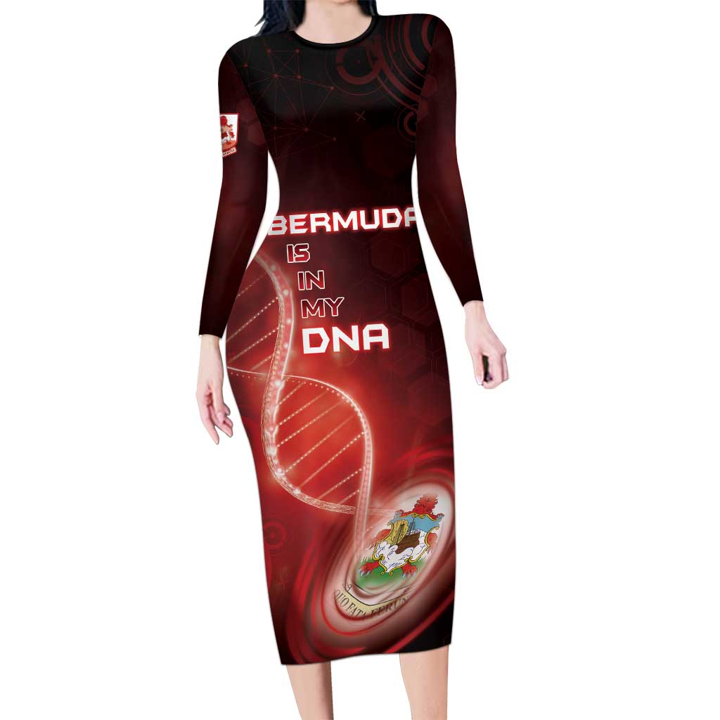 Personalized Bermuda Is In My DNA Long Sleeve Bodycon Dress - Wonder Print Shop