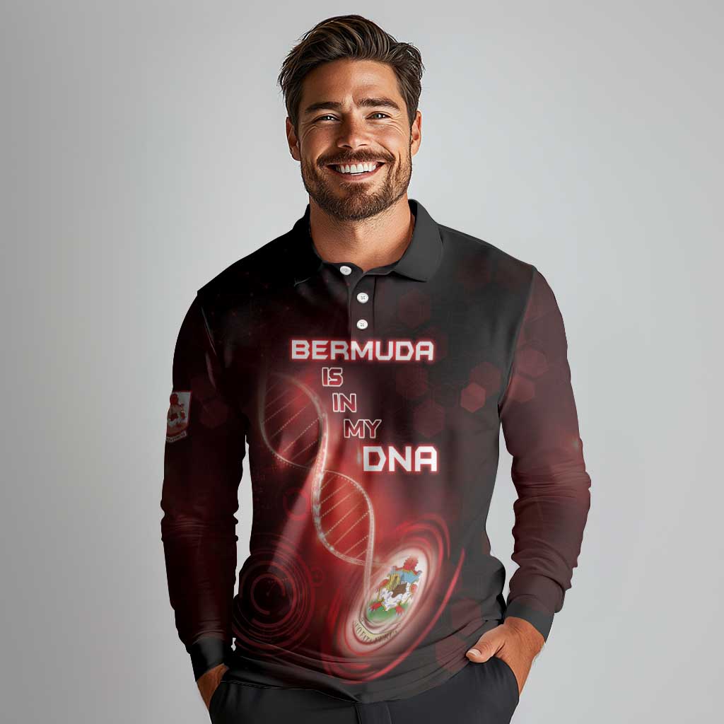 Personalized Bermuda Is In My DNA Long Sleeve Polo Shirt - Wonder Print Shop