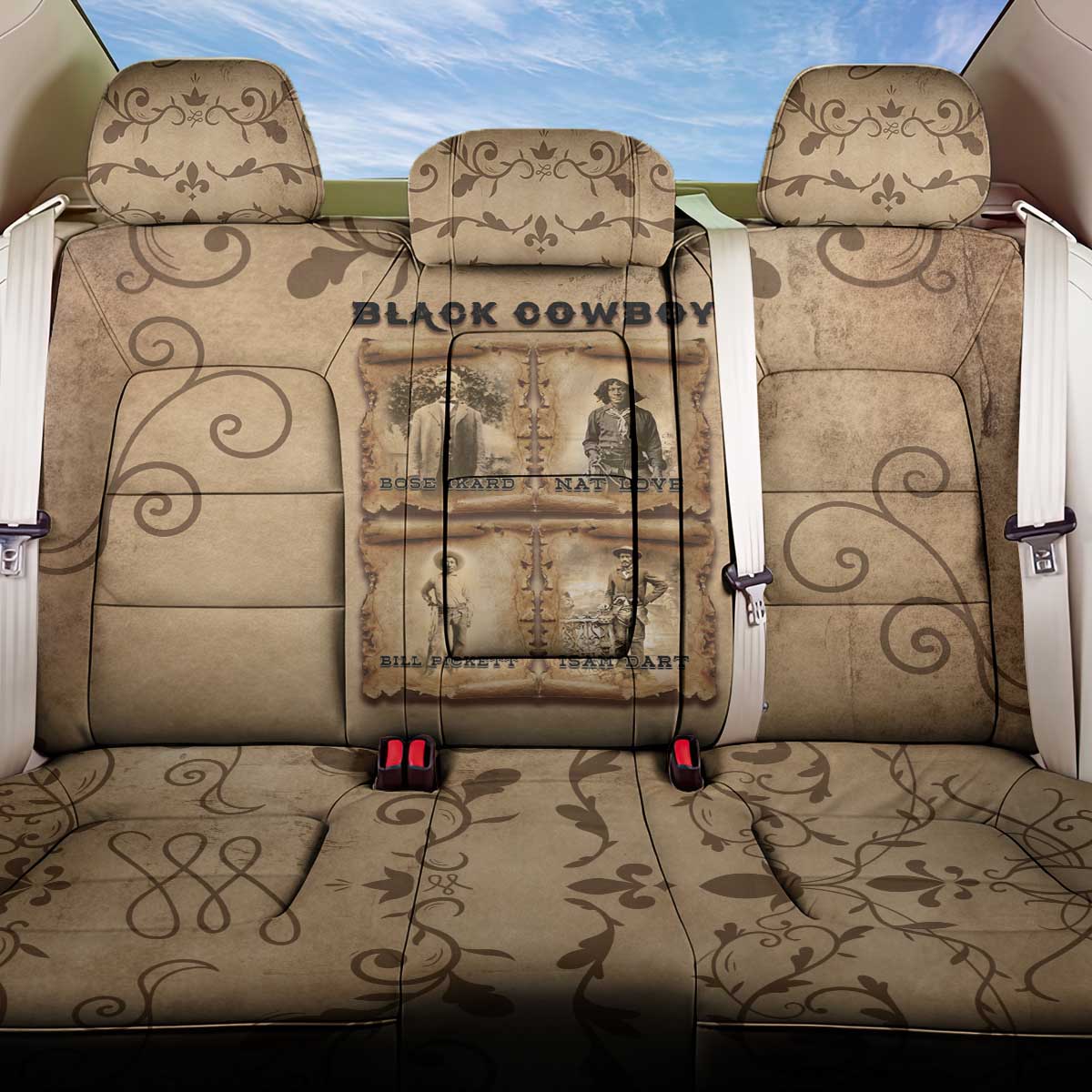 Black Cowboy Back Car Seat Cover Melanin Black History Western Grunge - Wonder Print Shop