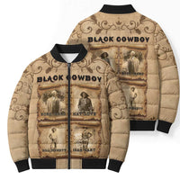 Black Cowboy Bomber Puffer Jacket Melanin Black History Western Grunge - Wonder Print Shop