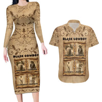Black Cowboy Couples Matching Long Sleeve Bodycon Dress and Hawaiian Shirt Melanin Black History Western Grunge - Wonder Print Shop