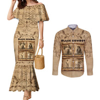 Black Cowboy Couples Matching Mermaid Dress and Long Sleeve Button Shirt Melanin Black History Western Grunge - Wonder Print Shop