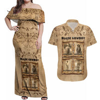 Black Cowboy Couples Matching Off Shoulder Maxi Dress and Hawaiian Shirt Melanin Black History Western Grunge - Wonder Print Shop