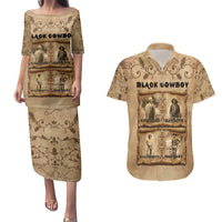 Black Cowboy Couples Matching Puletasi and Hawaiian Shirt Melanin Black History Western Grunge - Wonder Print Shop